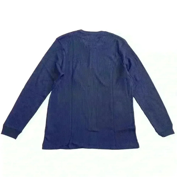 Club Room Men's Thermal Henley Shirt Navy Blue Size M Crewneck three button - Picture 7 of 9